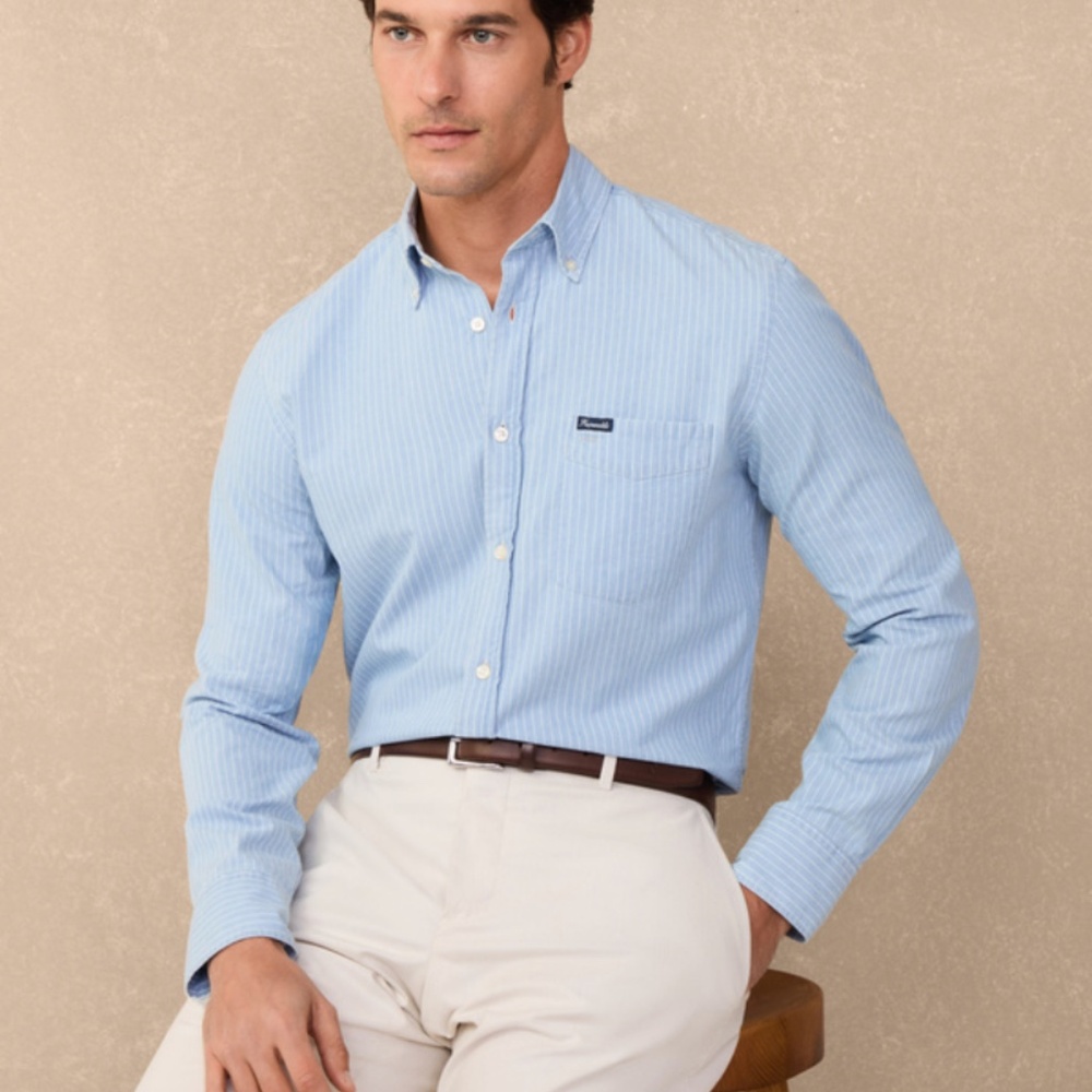 Façonnable Regular Fit Striped Chambray Shirt